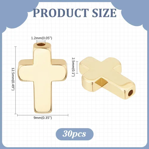 Miniatura 2 de 30 piezas de cuentas cruzadas de oro de 18 quilates con curcifijo, colgantes sueltos para hacer joyas, suministros de accesorios, pulseras
