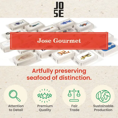 Miniatura 7 de Paté de atún especiado enlatado de Jose Gourmet, Atún portugués capturado en la naturaleza, Paté de pescado enlatado, Mariscos sostenibles con alto