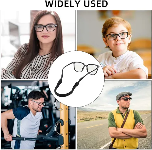 Miniatura 7 de TKYPZY 4 correas para gafas deportivas, lentes de sol, soporte ajustable para lentes para hombres y mujeres (negro), Negro -, Mediana