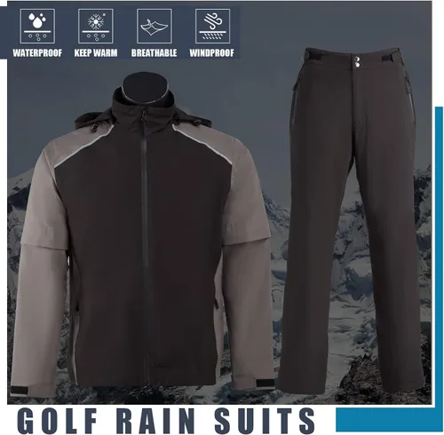 Miniatura 6 de K.E.J. Chaqueta impermeable de golf para hombre, impermeable, ligera, traje de golf para senderismo, ciclismo, correr, camping, viajes