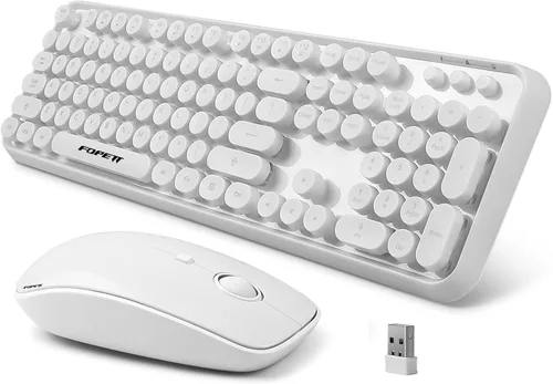 Miniatura 18 de FOPETT - Juego de teclado y mouse inalámbricos de 2.4 GHz con botón de interruptor, teclado de tamaño completo, compatible con V2030 Azul Colorido
