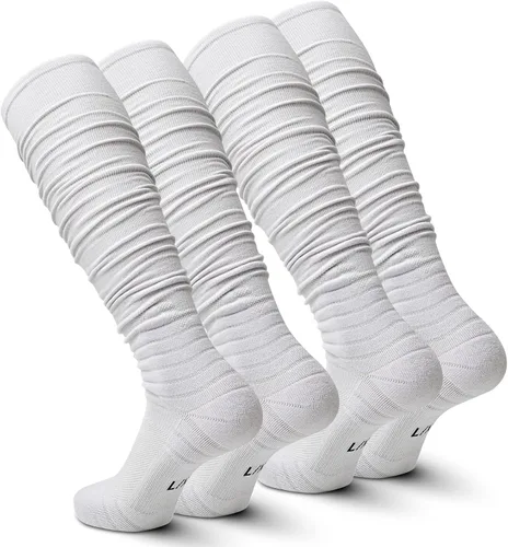 IRAMY Scrunch - Calcetines de fútbol ultra largos, 1 paquete2 paquetes de algodón peinado con soporte para el tobillo, calcetines acolchados hasta