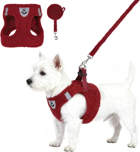 Miniatura 27 de Arnés de malla suave para cachorros – Juego de arnés y correa para perros pequeños, ajustable y cómodo chaleco reflectante acolchado para cachorros