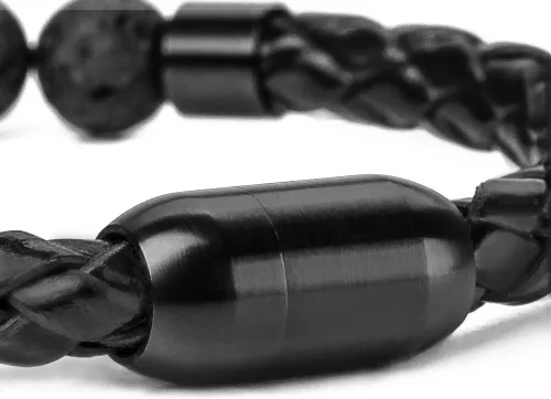 Miniatura 4 de Pulsera de cuentas de cuero genuino con cierre magnético de 8.5 pulgadas
