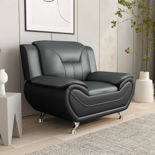 Miniatura 12 de Container Furniture Direct Silla y sofá de piel sintética de estilo moderno con reposabrazos extra cómodos, ideal para sala de estar, dormitorio u