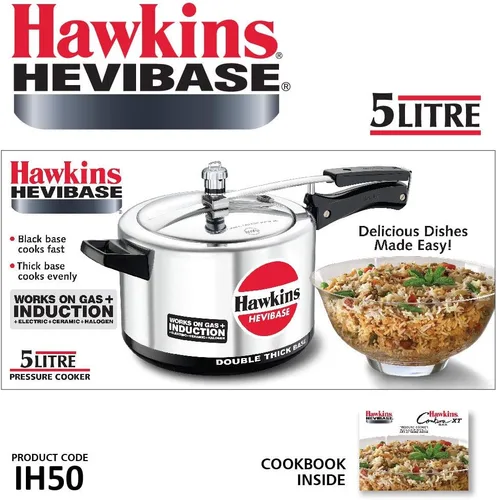 Miniatura 3 de HAWKINS H56 Hevibase - Olla de presión de aluminio compatible con inducción, 5 litros, PLATA