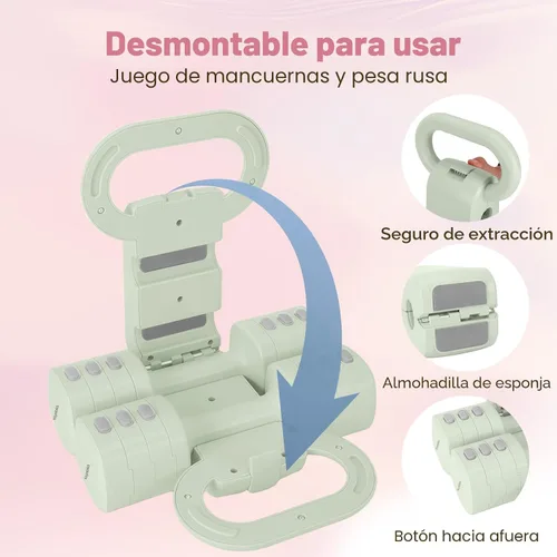 Miniatura 2 de kisnbld Juego de mancuernas ajustables de 2, juego de 4 en 1 de pesas libres para mujeres con ajuste rápido, cada juego de pesas de mano de 2 libras