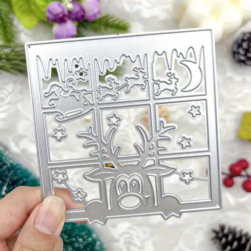 Miniatura 6 de Lapoo Troquel de corte de metal de Navidad para álbumes de recortes, marco de fondos 3D, troqueles de corte, bricolaje, álbum, decoración