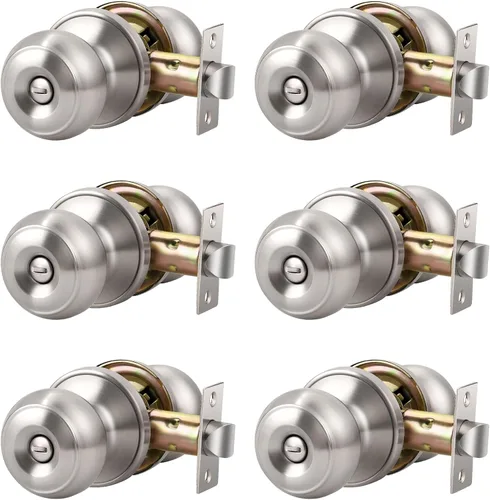 Miniatura 34 de KNOBWELL Pomos de puerta de privacidad, pomo de puerta de cama y baño con cerradura, pomos de puerta de bronce aceitado interior, pomo de puerta