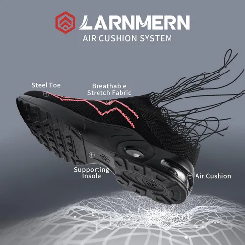 Miniatura 2 de LARNMERN Zapatos deportivos de punta de acero para mujer, zapatos de trabajo con puntera de seguridad, con amortiguación de aire, zapatos casuales