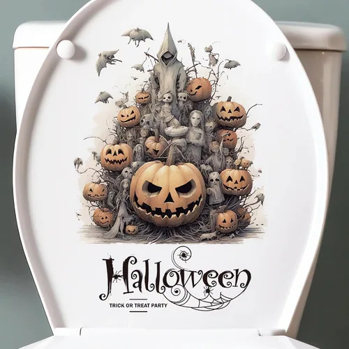 Miniatura 4 de Calcomanías de pared de monstruo de calabazas de Halloween, calcomanías de pared de fantasmas de terror de Halloween, vinilo extraíble