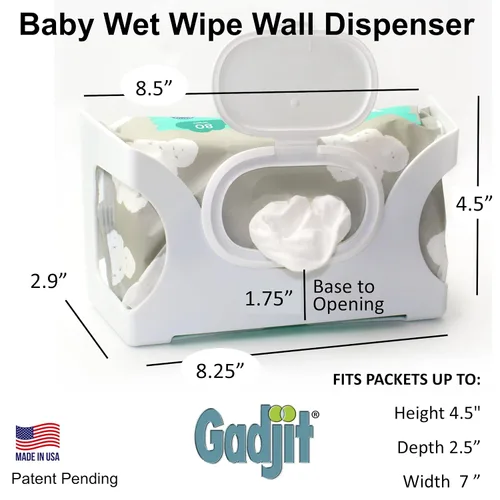 Miniatura 3 de Gadjit Dispensador de toallitas húmedas para bebés, montado en la pared, capacidad para hasta 84 toallitas Fácil alcance para el desorden (negro)