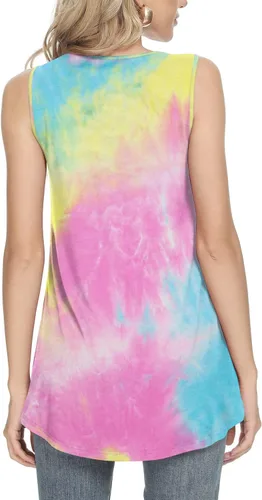 Miniatura 3 de CATHY - Camiseta sin mangas de verano para mujer, estilo casual, plisada, holgada, cómoda