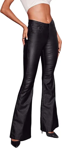 Miniatura 3 de SweatyRocks Pantalones de mezclilla casuales de cintura alta para mujer, jeans largos y elásticos