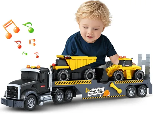 Miniatura 13 de SpringFlower Carrier Dino Truck Juguetes para Niños, Juguete de Camión Semi de 24" con Helicóptero y Juguete de Dinosaurio con Luces, Sonidos