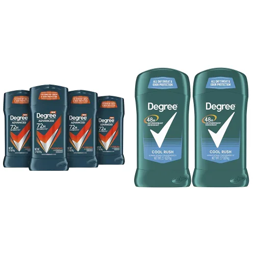 Degree Desodorante antitranspirante para hombre, Adventure & Cool Rush, 4 unidades, protección contra el sudor y el olor de 48 horas, aroma Cool