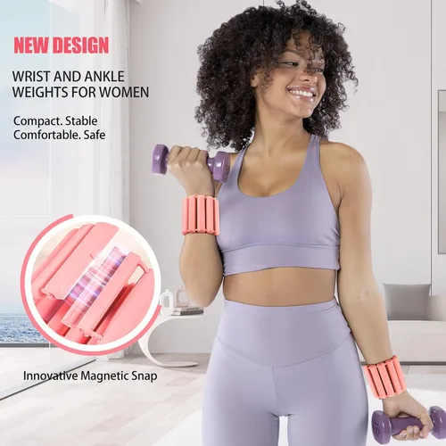 Miniatura 2 de Wrist Weights and Ankle Weights for Women &Men, Magnetic Snap Connection, More Stable,Adjustable Hand Weights Set of 2,Leg Weights&Arm Weights for