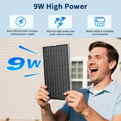 Miniatura 2 de Paquete de 2 paneles solares de 9 W, impermeable IP65, cargador de alta eficiencia con cable USB-C de 10 pies y adaptador micro USB, funciona