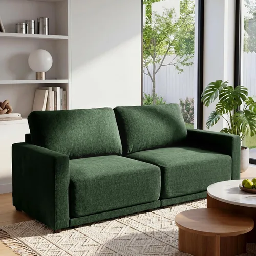 Miniatura 12 de Sofá modular de 79 pulgadas para sala de estar pequeña, sofá moderno en forma de L con otomana, juego de sofá de felpilla de 3 piezas para muebles