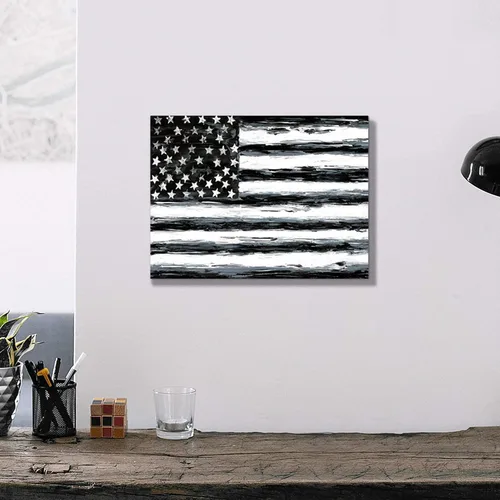 Miniatura 4 de SD SOFT DANCE Lienzo decorativo para pared, diseño de bandera americana, imagen patriótica de Estados Unidos, estrellas blancas y negras, pintura