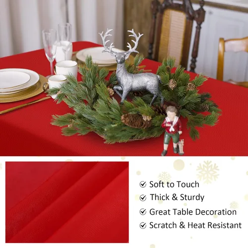 Miniatura 4 de durony 24 manteles de plástico desechables de color rojo, verde y blanco, impermeables, para Navidad, 54 x 108 pulgadas, manteles decorativos