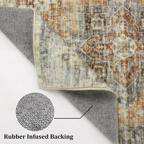 Miniatura 2 de FairOnly Alfombras lavables de 2 x 3 pulgadas, alfombra antideslizante de pelo bajo, alfombra de piso con estampado envejecido, alfombra de área