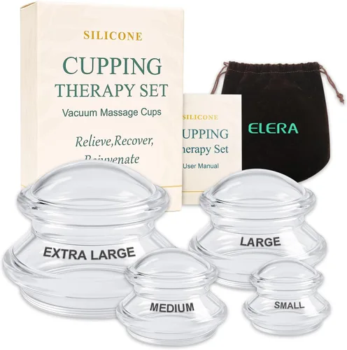 Miniatura 11 de ELERA Terapia de ventosas de silicona en tamaño L, herramientas de tazas de masaje profesionales chinas, taza de silicona para aliviar el dolor