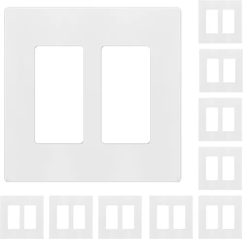 ENERLITES Placas Decorativas de Pared sin Tornillos Cubiertas de Tomacorrientes Seguras para Niños, Tamaño 2-Gang 4.68" H x 4.73" L, Policarbonato
