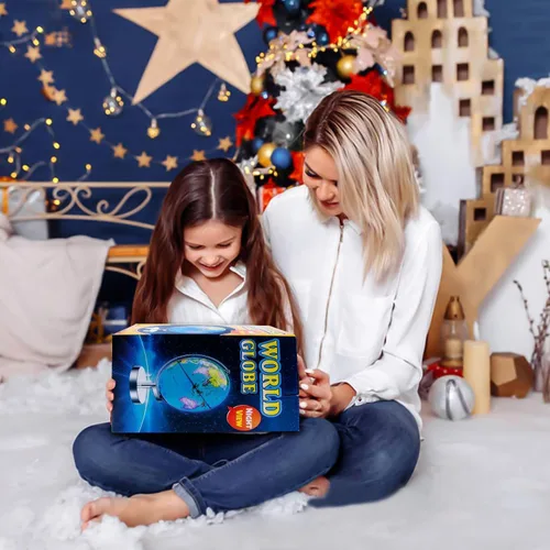 Miniatura 6 de TTKTK Globo terráqueo con soporte de acero inoxidable Globo terrestre giratorio para niños Geografía Aula Educación o Decoraciones (8 pulgadas azul)