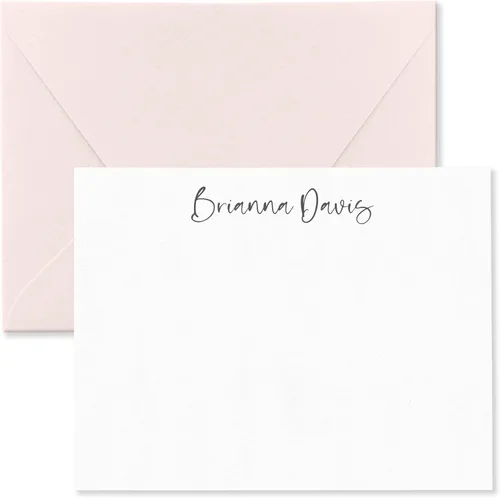 Miniatura 12 de Juego de tarjetas y sobres personalizados con nombre en fuente script para mujeres, elija colores de tinta y sobre Fairmont & Grove Paper Co.