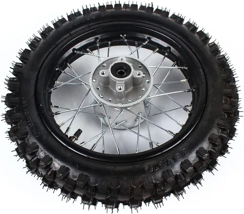 12" Ensamblaje de Llanta y Riel de Rueda Trasera 80/100-12 con Piñón y Rotor de Disco de Freno, Compatible con Motos de Pista de Barro de