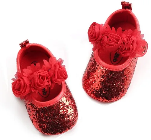 Miniatura 6 de Antheron Baby Girls Mary Jane Flats - Mocasines para bebé con suela suave, diseño floral brillante