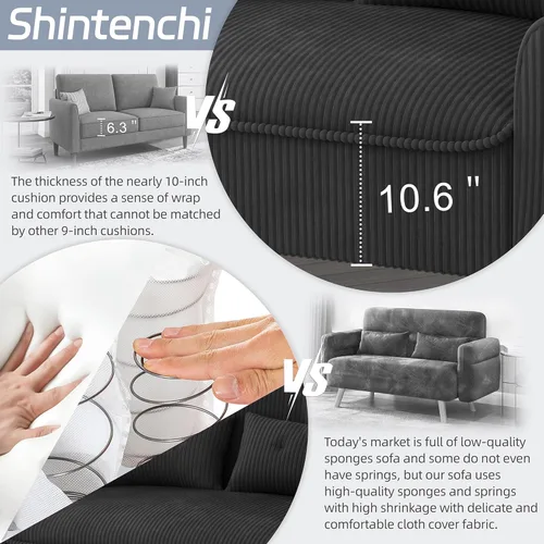 Miniatura 5 de Shintenchi Sofá Loveseat Pequeño y Moderno, Sofá de 2 Asientos Tapizado en Tela de Mediados de Siglo, Muebles Love Seats para Espacios Pequeños