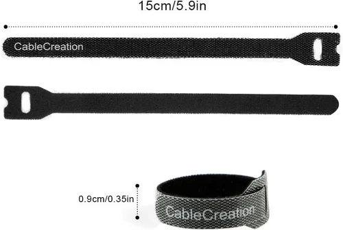 Miniatura 6 de CableCreation Sujetacables de sujeción reutilizables, bridas ajustables de 6 pulgadas de alta calidad, correas de organización de cables de nailon