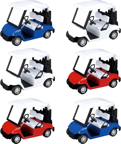 PowerTRC 6 carros de golf de juguete fundidos a presión con palos, mini aleación de metal fundido a presión, modelo de decoración de escritorio,