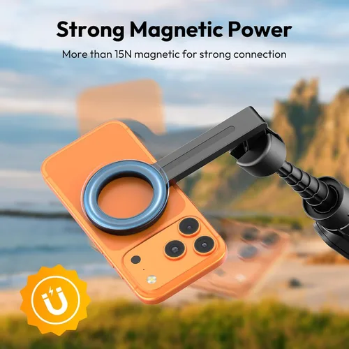 Miniatura 2 de ULANZI SK27 - Trípode magnético para iPhone, palo selfie extensible de 67 pulgadas con control remoto, soporte giratorio de 360°, soporte magnético