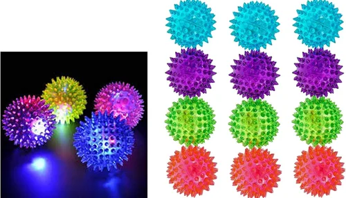 Miniatura 14 de JA-RU Pelotas de goma iluminadas (paquete de 4 con luces intermitentes) Gran juguete antiestrés para niños Pelotas sensoriales que rebotan a
