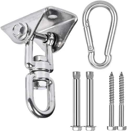 Ganchos giratorios de 360° para 1200 libras de acero inoxidable 304, juego de ganchos para columpio para madera y hormigón para yoga, hamaca,