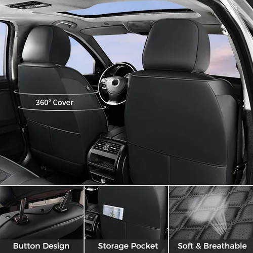 Miniatura 2 de Huidasource - Funda personalizada para asientos de automóvil, de cuero, impermeable, protector de cojines de asiento delanteros y traseros