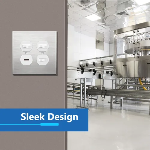 Miniatura 7 de LIDER Placa de pared de metal para receptáculo doble dúplex, resistente a los impactos/corrosión, cubierta de salida de metal, acero inoxidable 430