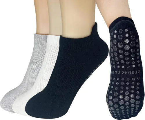 Calcetines de agarre para mujer, pilates, yoga, calcetines de hospital antideslizantes con pinzas para mujer, calcetines adhesivos con cojín para