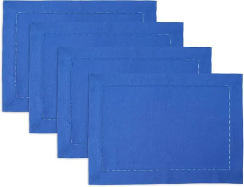 Miniatura 49 de Solino Home Juego de 4 manteles individuales de lino – Manteles individuales clásicos con vainica azul cielo de 14 x 19 pulgadas – manteles 09: Azul
