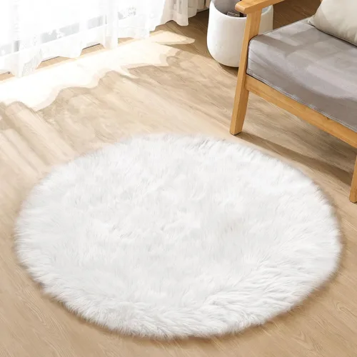 Miniatura 41 de ORINOVA Alfombras de pelo sintético lavable de color gris plateado claro para dormitorio, alfombra de felpa para sala de estar, alfombra