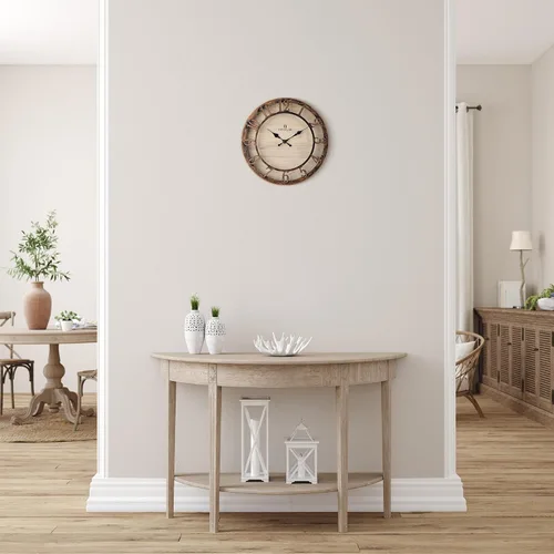 Miniatura 3 de Lafocuse Relojes de pared silenciosos de 12 pulgadas en color marrón, relojes de pared de granja operados con pilas, analógicos para cocina y sala