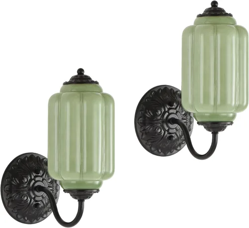 Miniatura 16 de Aplique de pared vintage, lámpara de vidrio de leche blanca, aplique de pared antiguo Art Deco de 5.5 pulgadas para dormitorio, baño, sala de estar