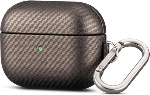 Miniatura 18 de Haobobro Funda de piel para AirPods Pro 2, piel seleccionada respetuosa con la piel, textura de fibra de carbono, hecha a mano, funda rígida Azul