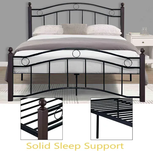 Miniatura 5 de Base de cama moderna con cabecero y estribo, plataforma resistente con almacenamiento debajo de la cama, base de colchón, sin ruido, soporte