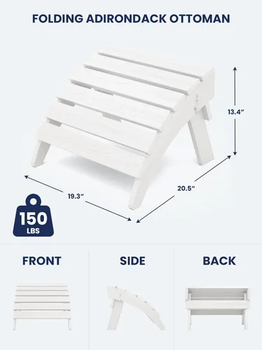 Miniatura 3 de KINGYES Otomana Adirondack plegable para silla Adirondack, color blanco