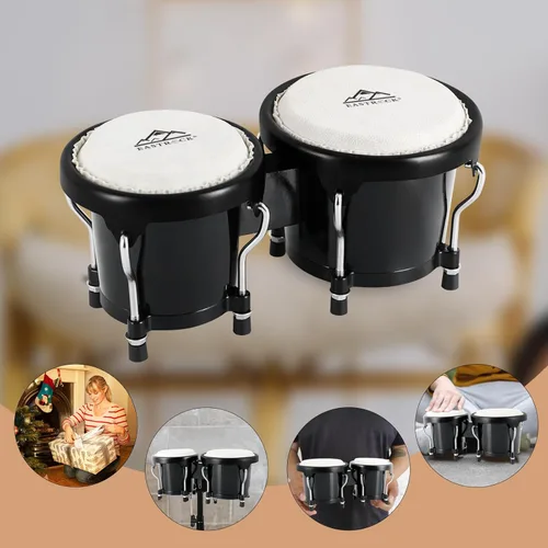 Miniatura 6 de EASTROCK Bongo - Juego de bongos de 4 y 5 pulgadas para adultos, principiantes, profesionales, instrumentos de percusión de madera ajustable