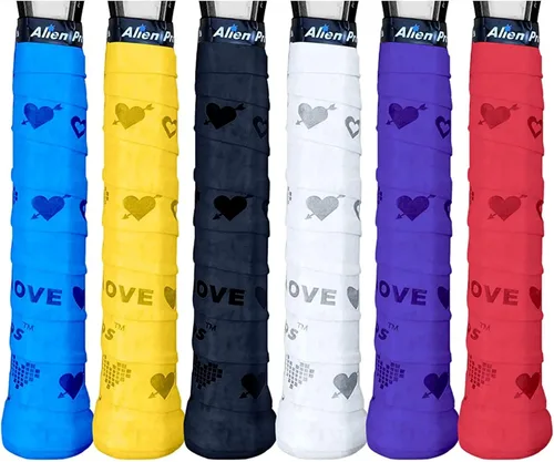 ALIEN PROS Cinta de Agarre para Raqueta de Tenis (6 Agarres) Precortada y Sensación Seca Overgrip de Diseño para Tenis de Alto Rendimiento